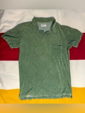 Universal Works Green Terry Cloth Polo - Medium